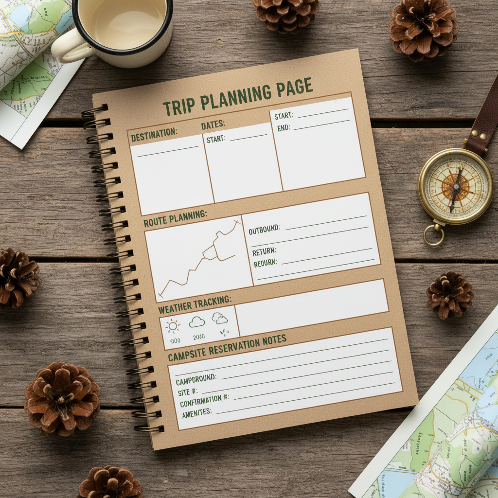 Printable trip planner page from the Ultimate Camping Planner Premium Edition