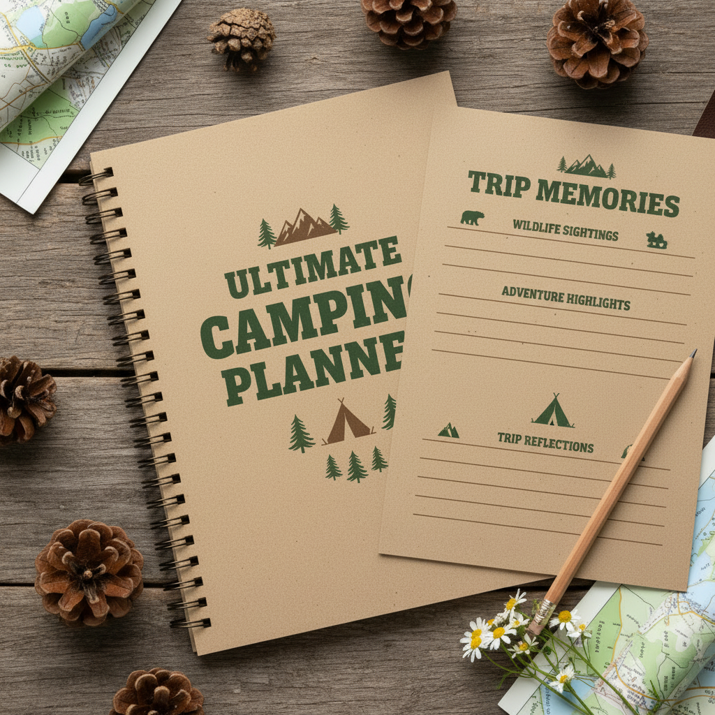 Printable journal and trip memories pages from the Ultimate Camping Planner Premium Edition